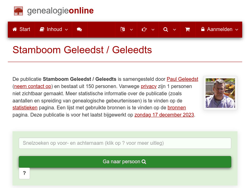Screenshot van website
