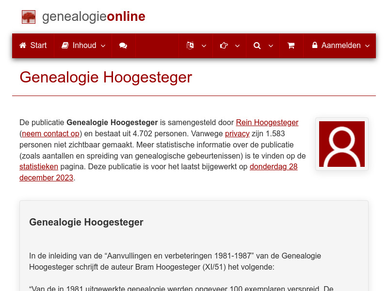 Screenshot van website