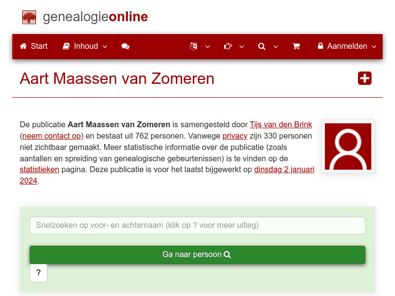 Screenshot van website