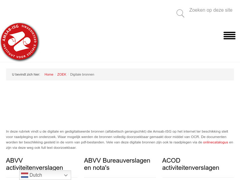Screenshot van website