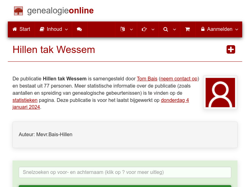 Screenshot van website
