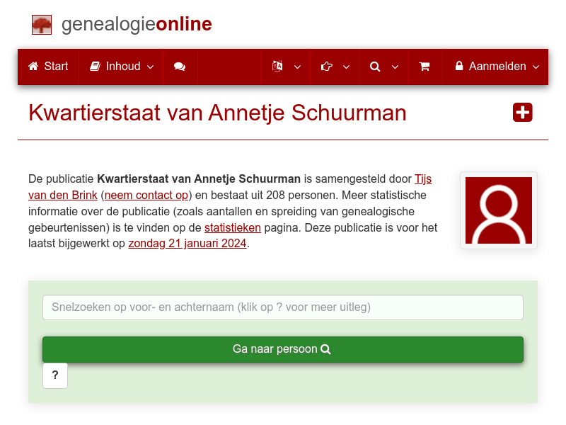 Screenshot van website