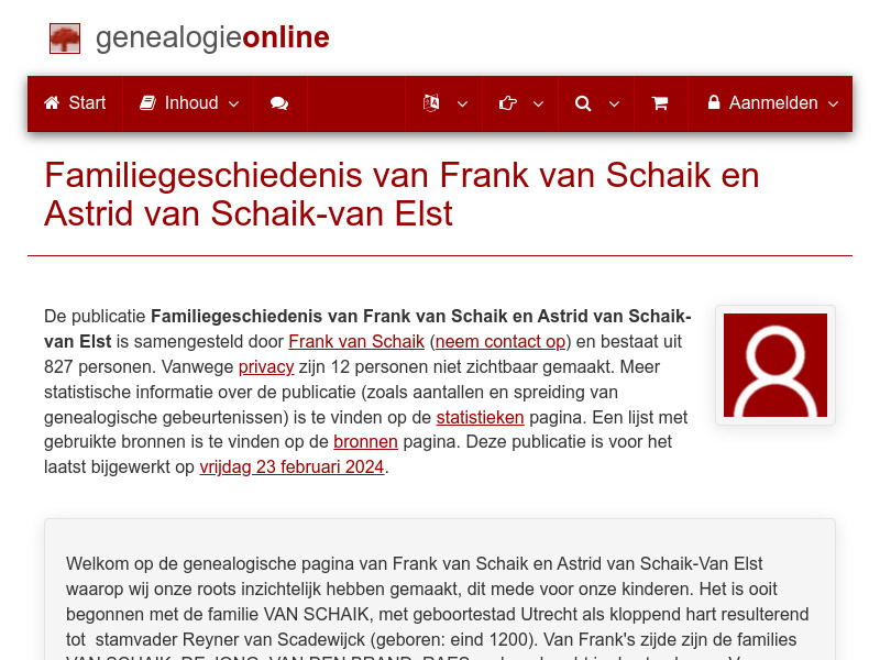Screenshot van website