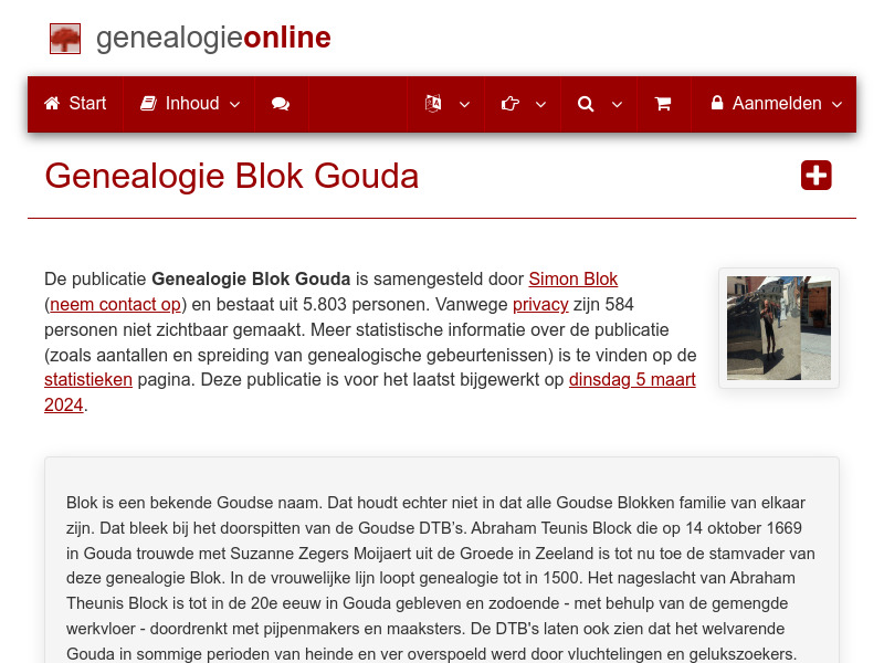 Screenshot van website