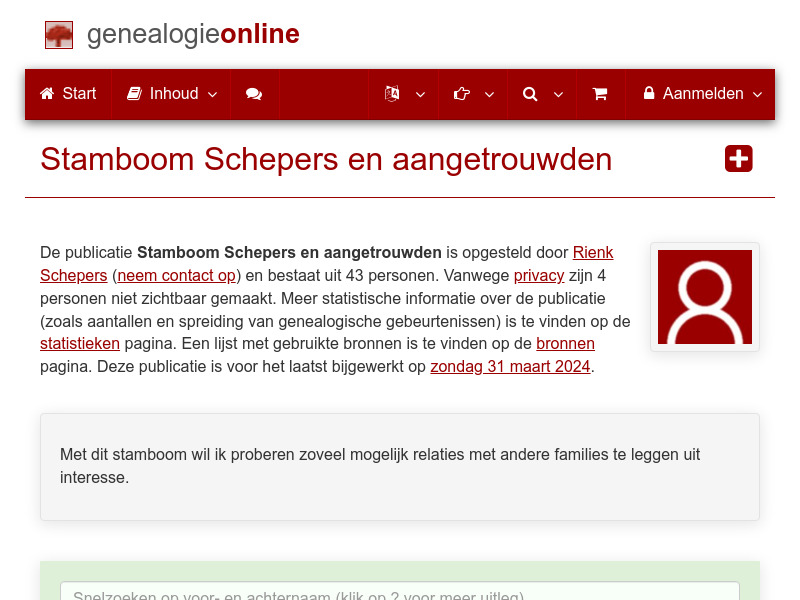 Screenshot van website