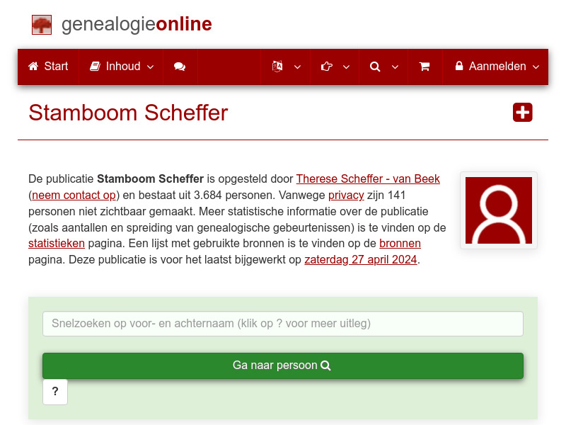 Screenshot van website