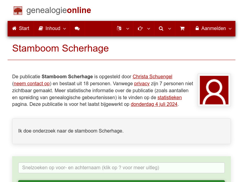 Screenshot van website