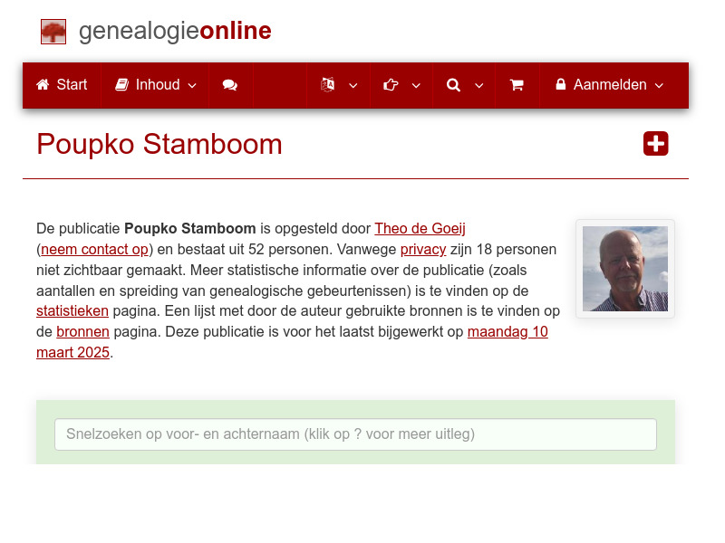 Screenshot van website