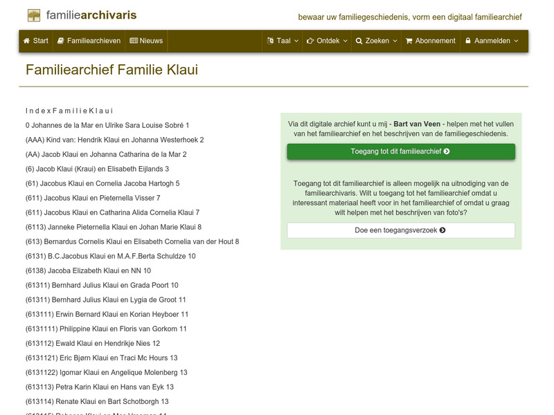 Screenshot van website