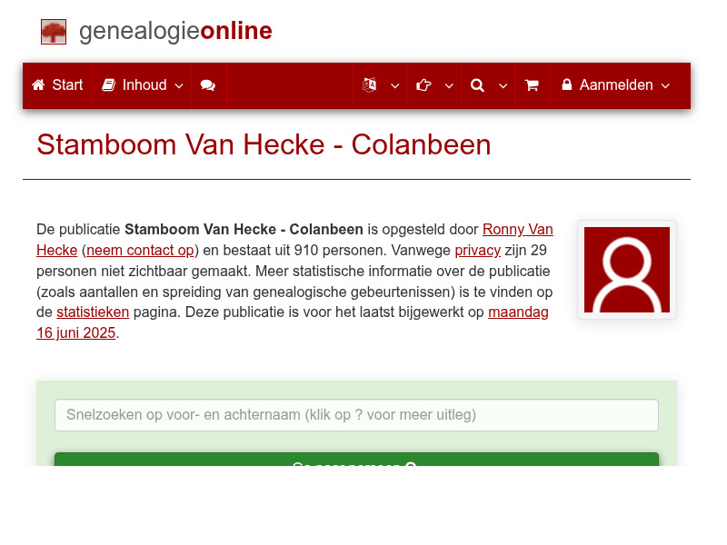 Screenshot van website