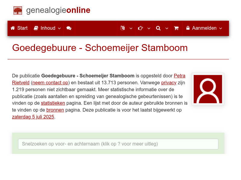 Screenshot van website