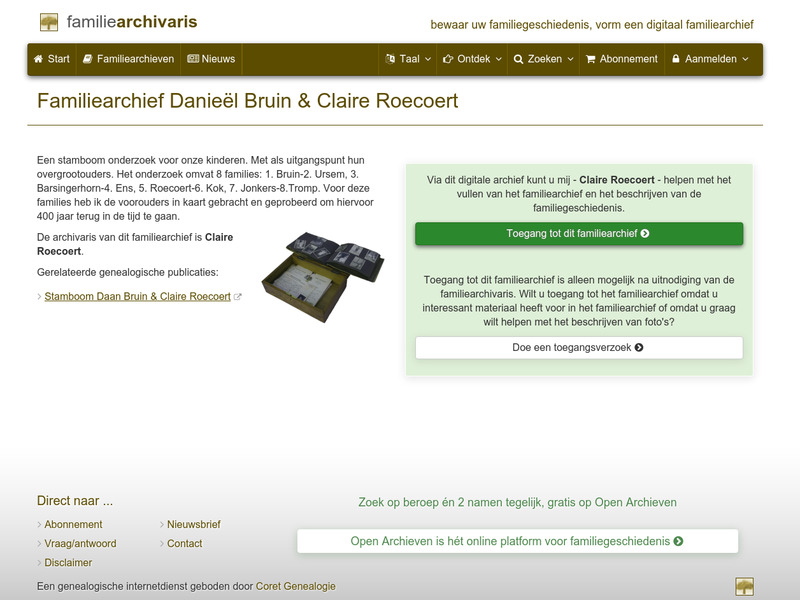 Screenshot van website