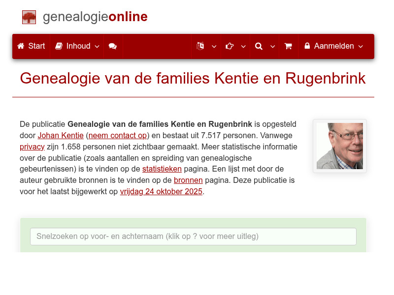 Screenshot van website