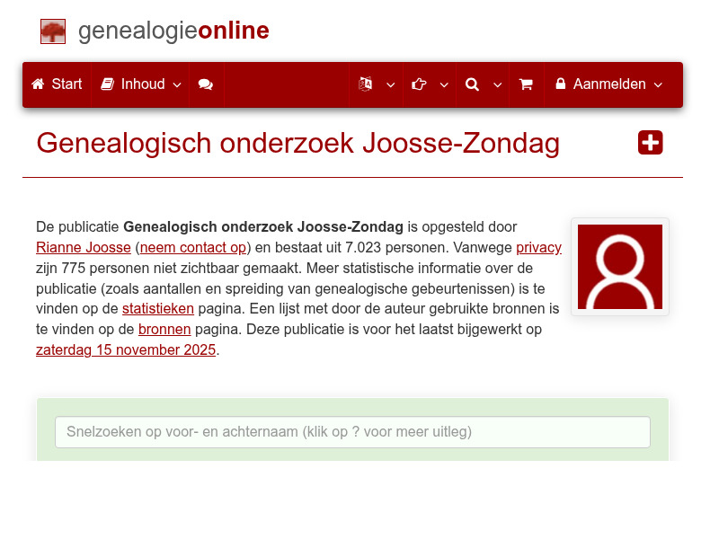 Screenshot van website