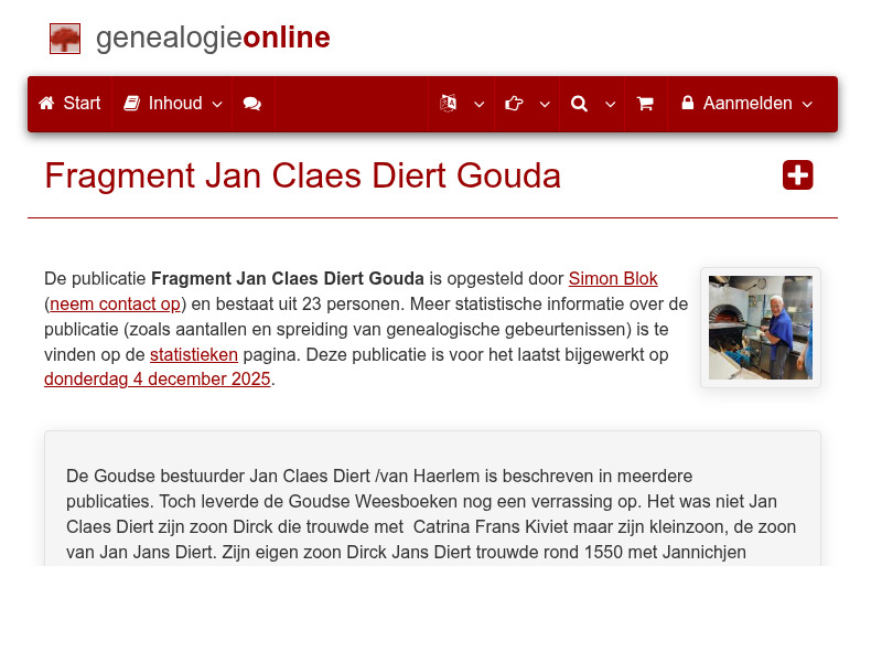 Screenshot van website