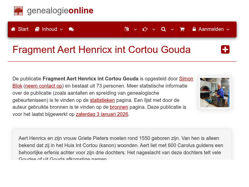 Screenshot van website