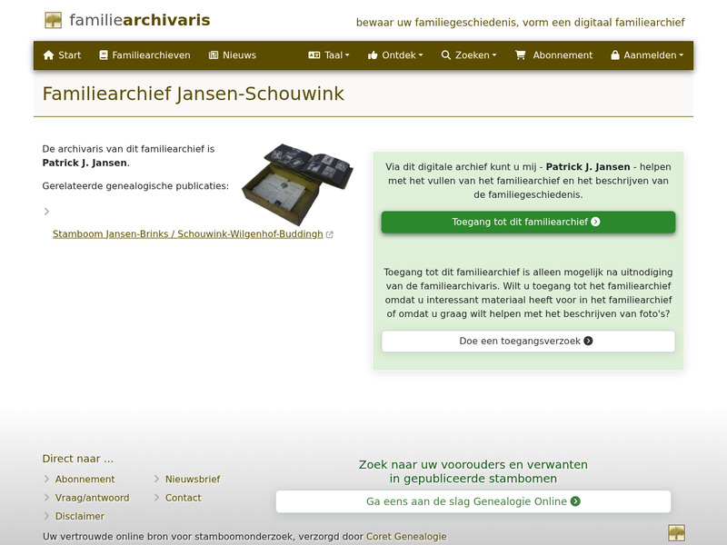 Screenshot van website