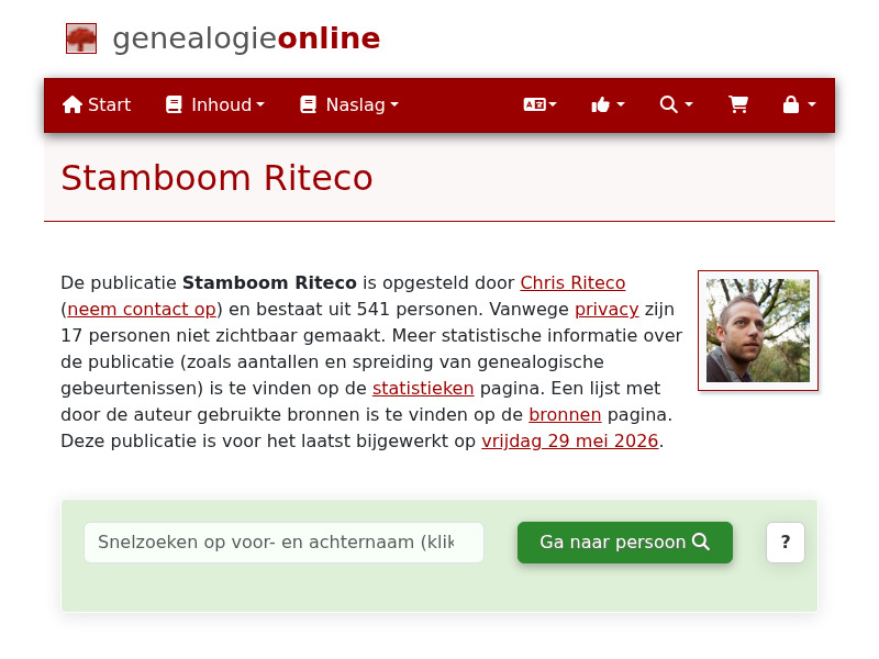 Screenshot van website