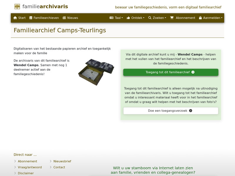 Screenshot van website