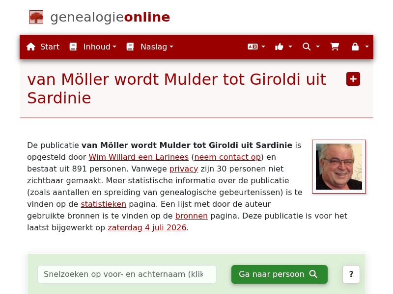 Screenshot van website