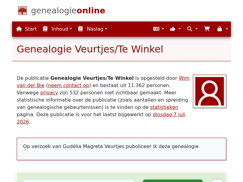 Screenshot van website
