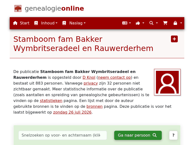 Screenshot van website