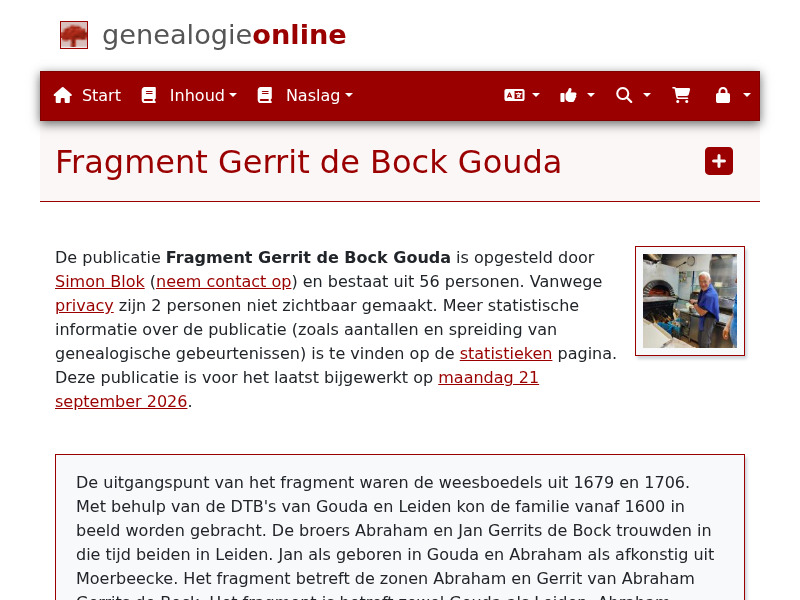 Screenshot van website