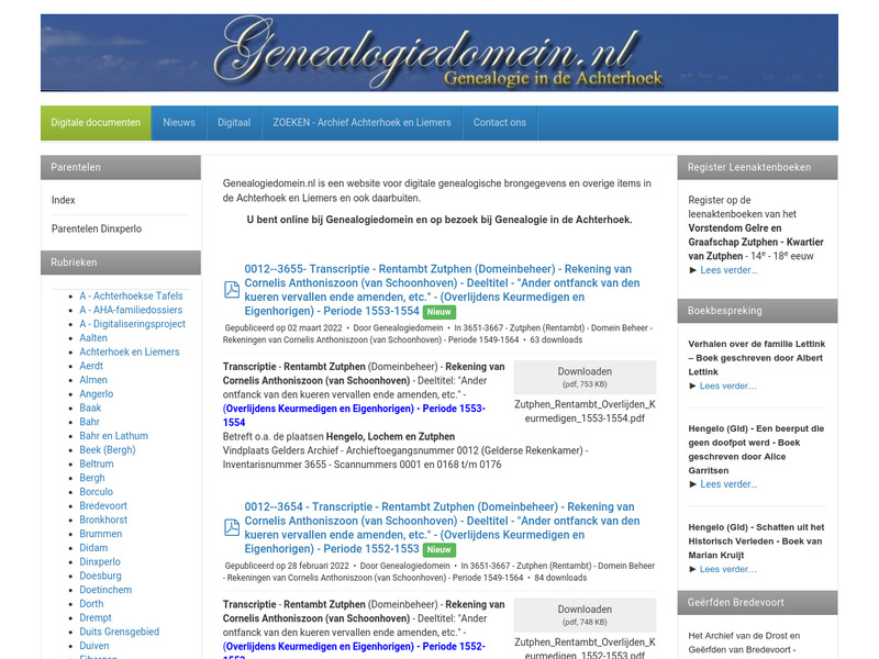 Screenshot van website