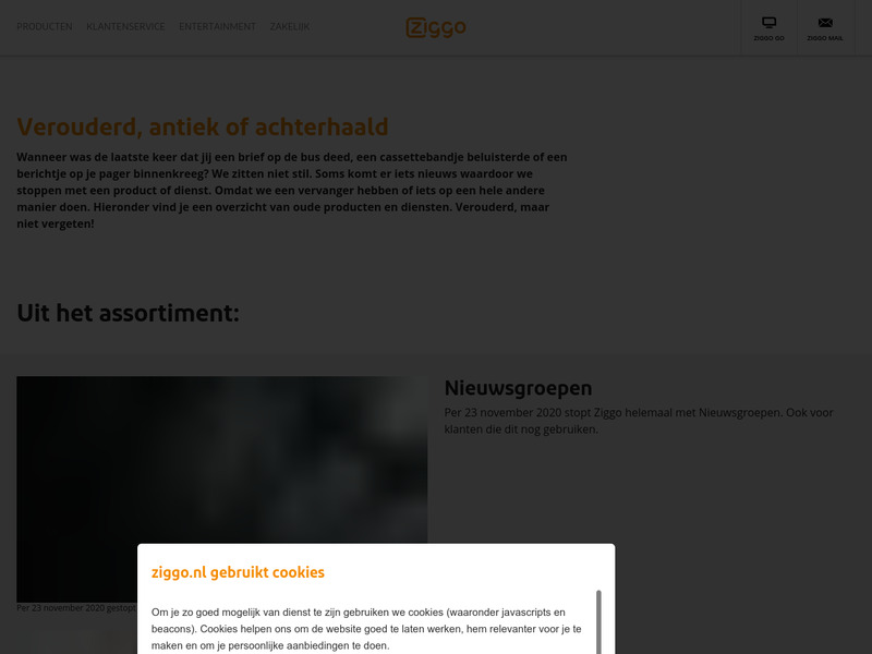 Screenshot van website