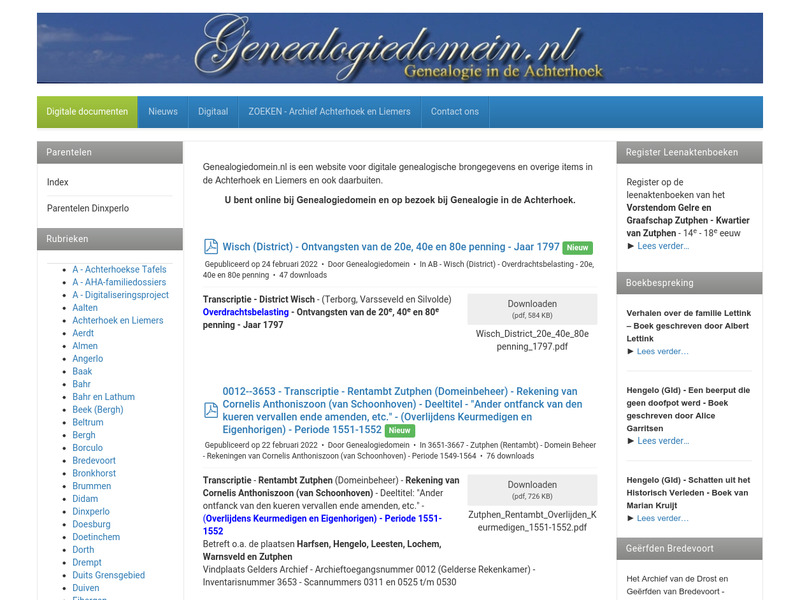 Screenshot van website