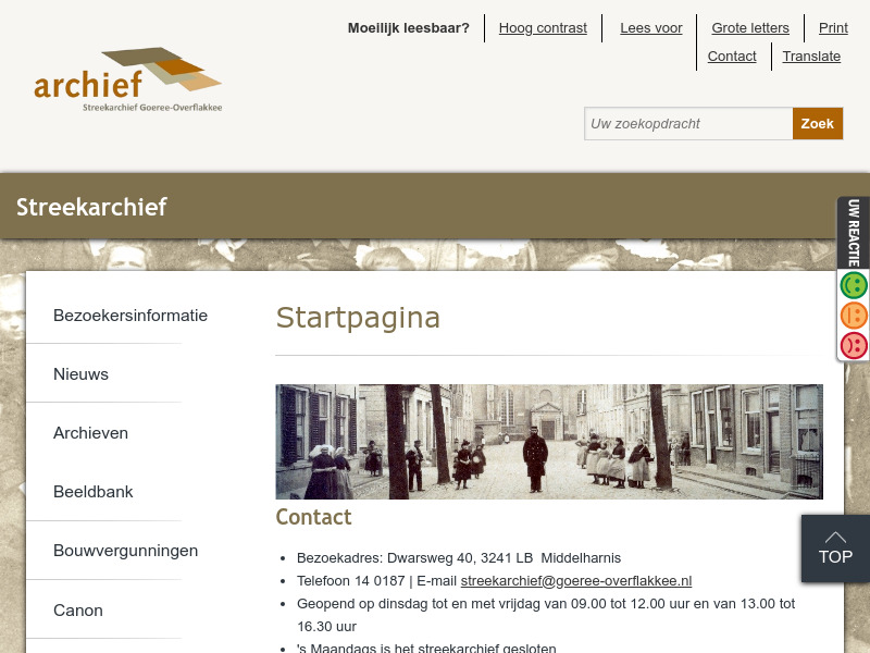 Screenshot van website