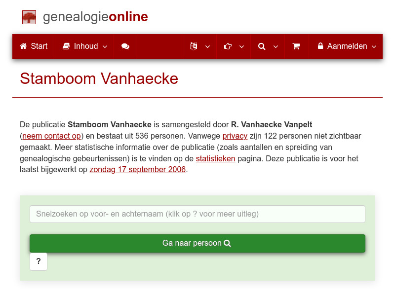 Screenshot van website