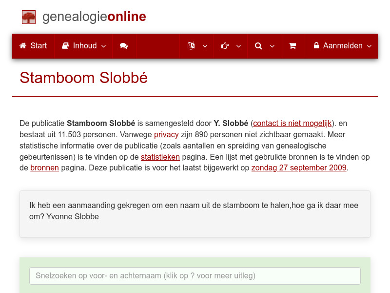 Screenshot van website