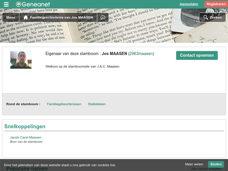 Screenshot van website