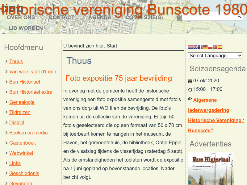 Screenshot van website