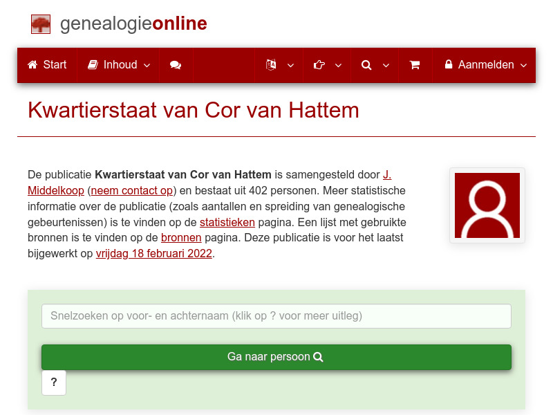 Screenshot van website