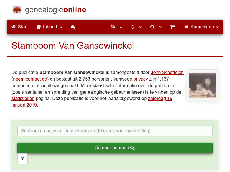 Screenshot van website
