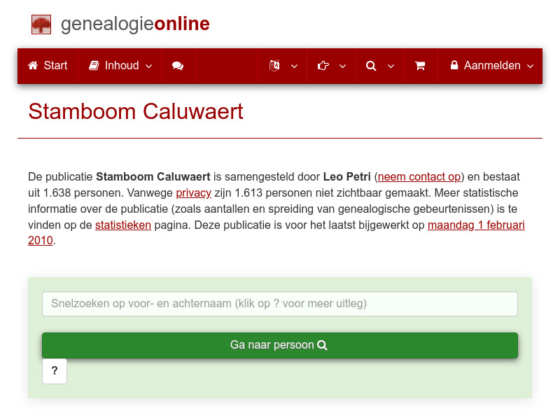 Screenshot van website
