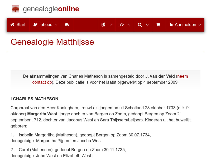 Screenshot van website