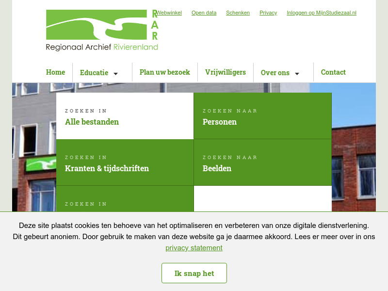 Screenshot van website