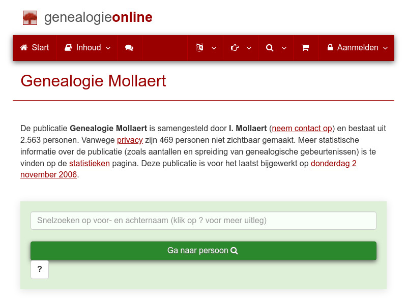 Screenshot van website
