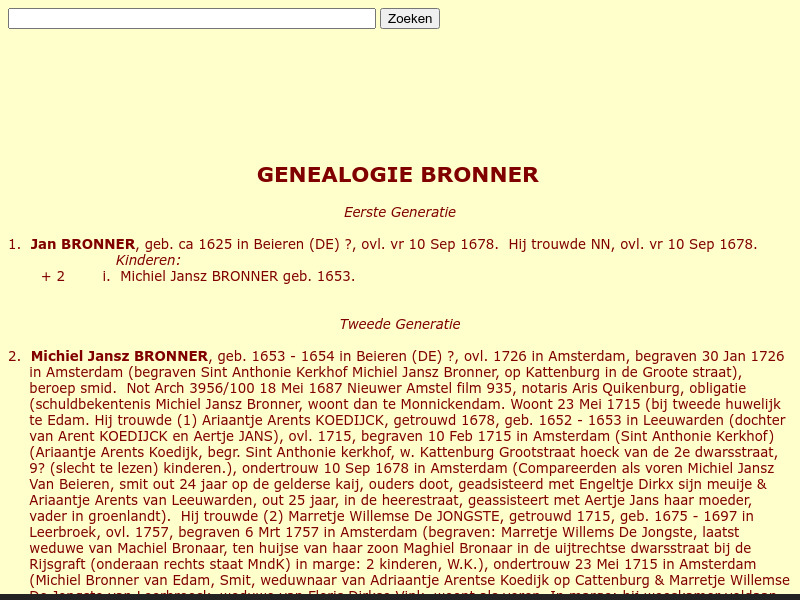 Screenshot van website