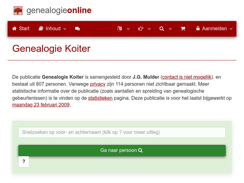 Screenshot van website