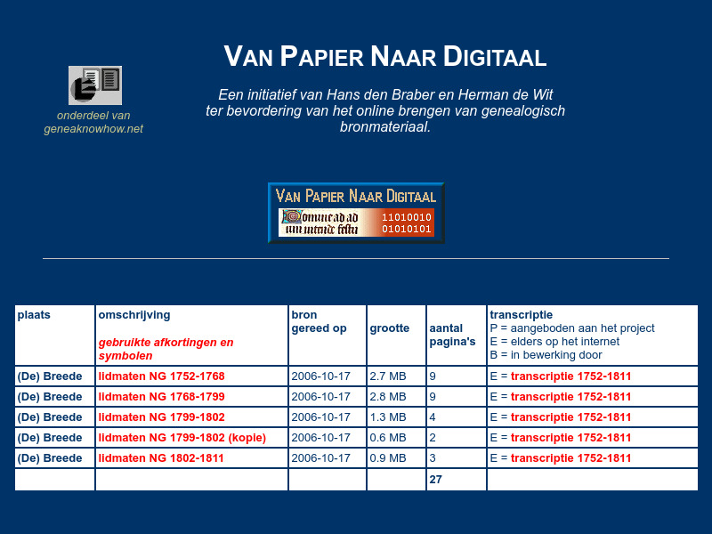 Screenshot van website