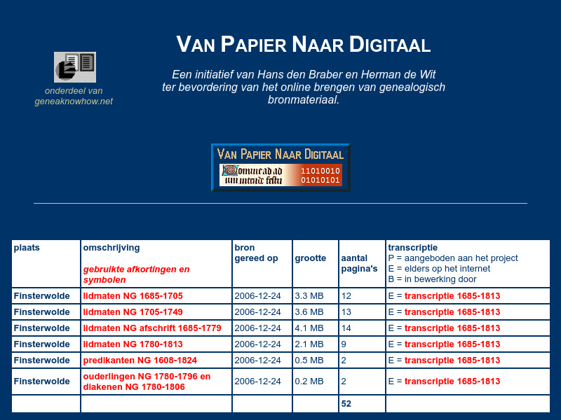 Screenshot van website