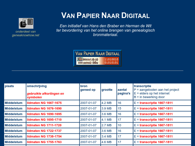 Screenshot van website
