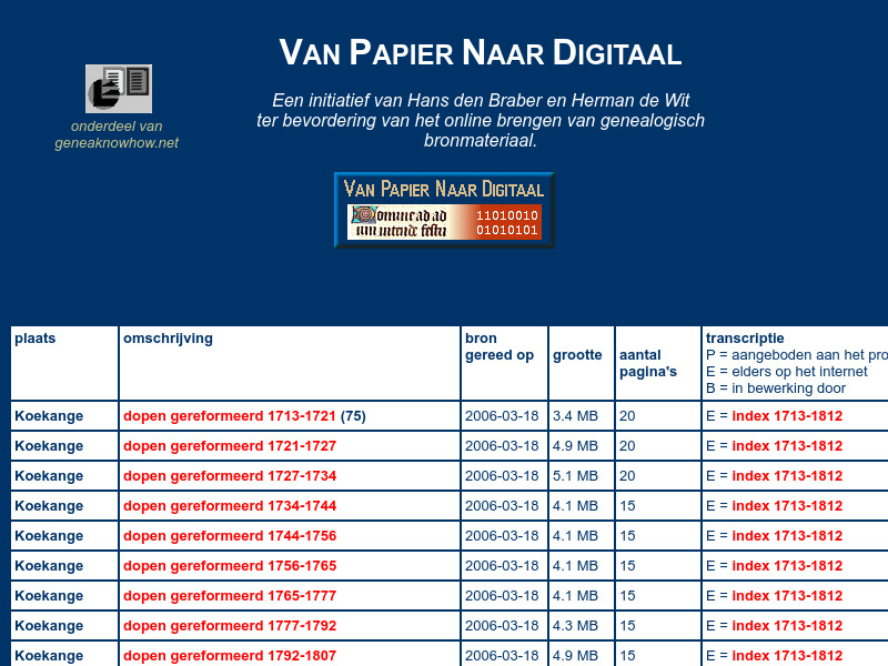 Screenshot van website