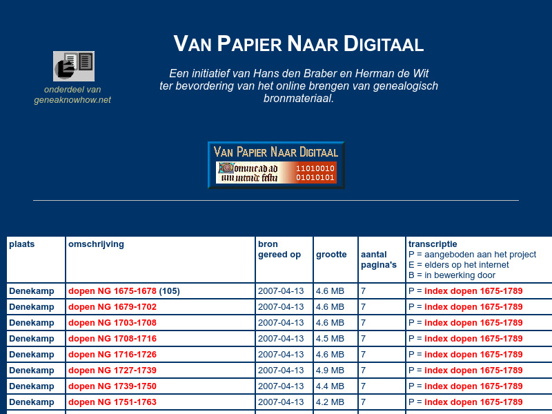 Screenshot van website