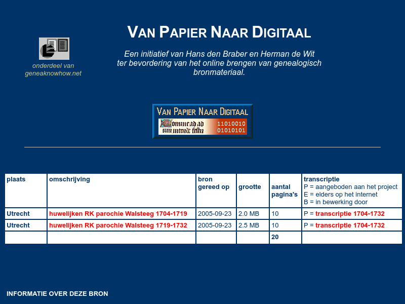 Screenshot van website