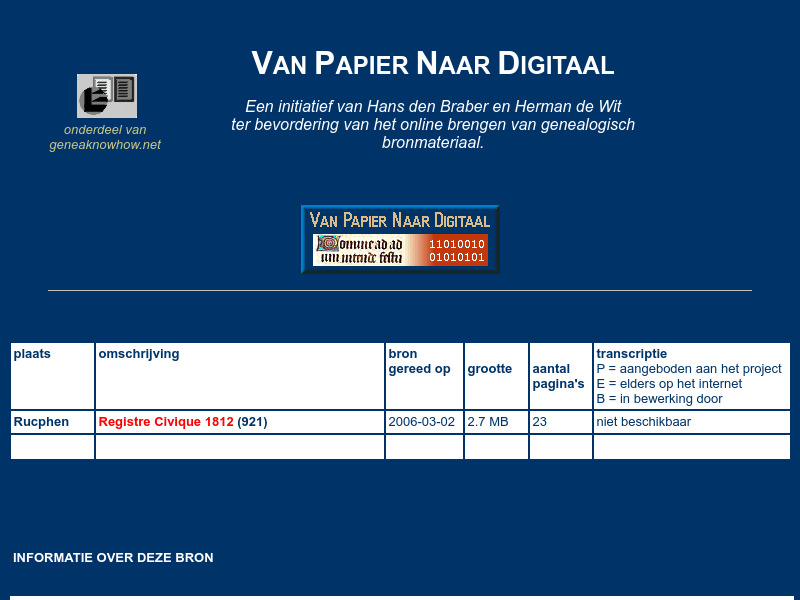 Screenshot van website
